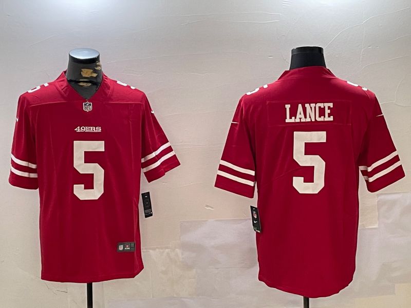 Men San Francisco 49ers #5 Lance Red Second generation 2024 Nike Limited NFL Jersey style 7